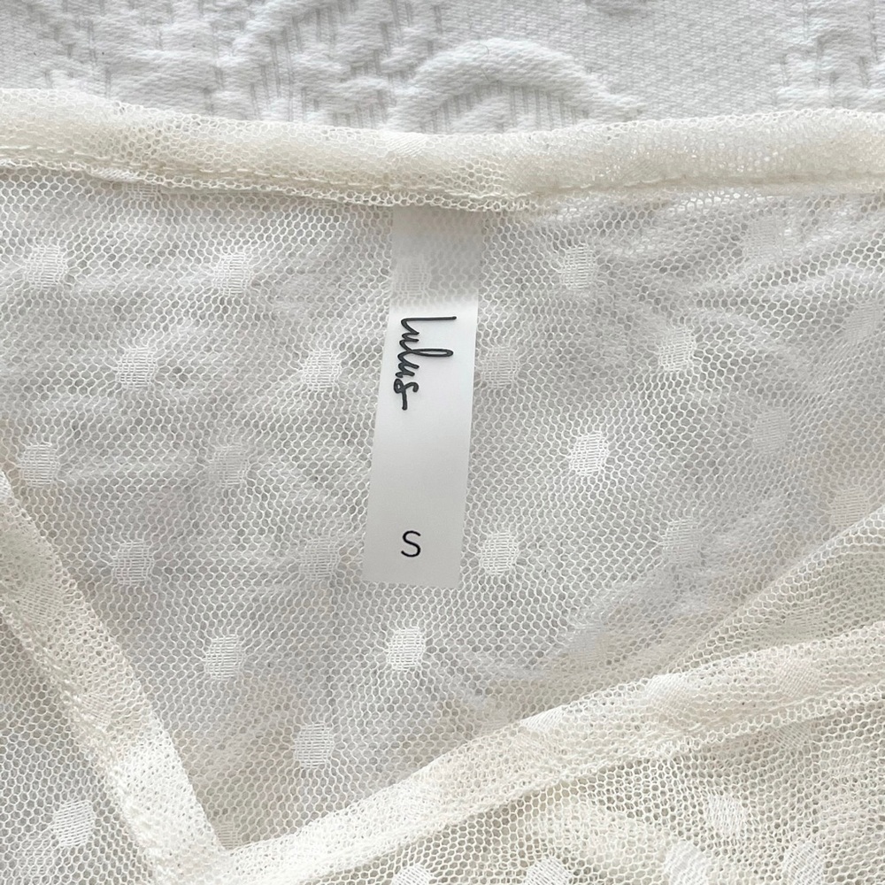 NWOT Lulus Cruise to Catalina Ivory Swiss Dot Sheer Maxi Swim Cover-Up Small - Picture 7 of 14